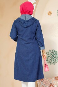 Modest Navy Blue Denim Coat 19127L - 4