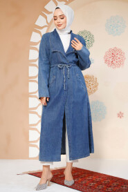 Modest Navy Blue Denim Coat 6823L - 3