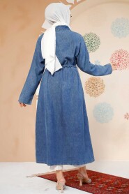 Modest Navy Blue Denim Coat 6823L - 4