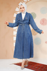 Modest Navy Blue Denim Coat 6823L - 2