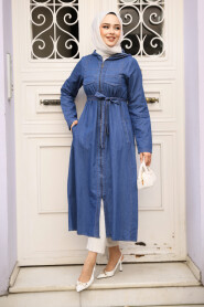 Modest Navy Blue Denim Coat 7103L - 3