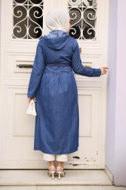 Modest Navy Blue Denim Coat 7103L - 4