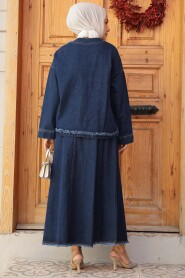 Modest Navy Blue Denim Dual Suit 19012L - 4