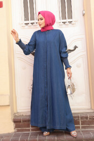 Modest Navy Blue Denim Dual Suit 19022L - 1