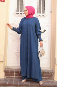 Modest Navy Blue Denim Dual Suit 19022L - 2