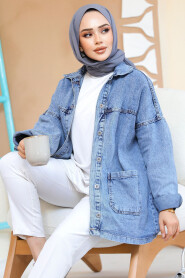 Modest Navy Blue Denim Jacket 20489L - 1