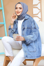 Modest Navy Blue Denim Jacket 20489L - 2