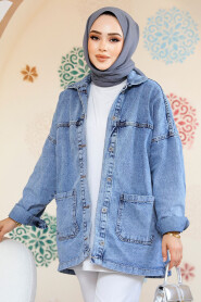 Modest Navy Blue Denim Jacket 20489L - 3