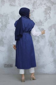 Modest Navy Blue Denim Vest 6551L - 4
