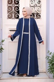 Modest Navy Blue Dress Dual Suit 76852L - 1