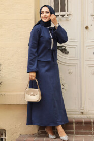 Modest Navy Blue Dual Skirted Suit 50941L - 1