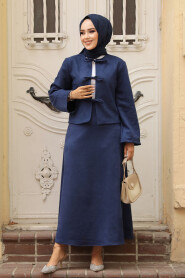 Modest Navy Blue Dual Skirted Suit 50941L - 2