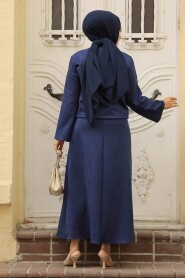 Modest Navy Blue Dual Skirted Suit 50941L - 3