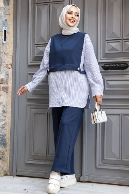 Modest Navy Blue Dual Suit 20084L - NEVA STYLE