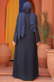 Modest Navy Blue Dubai Abaya 2634L - 4