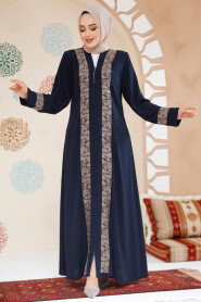 Modest Navy Blue Dubai Abaya 29112L - 2