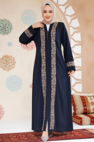 Modest Navy Blue Dubai Abaya 29112L 