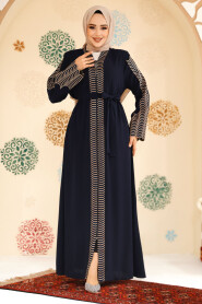 Modest Navy Blue Dubai Abaya 29114L 