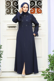 Modest Navy Blue Dubai Abaya 520090L - 2