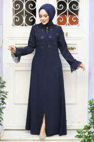 Modest Navy Blue Dubai Abaya 520090L 
