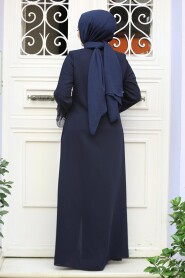 Modest Navy Blue Dubai Abaya 520090L - 3