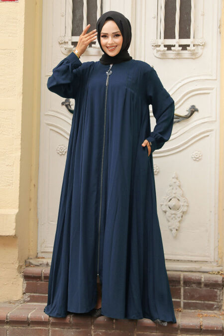Modest Navy Blue Dubai Abaya 520180L - NEVA STYLE