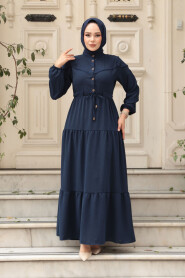 Modest Navy Blue Eid Dress 10334L - 2