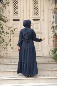 Modest Navy Blue Eid Dress 10334L - 4