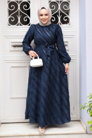 Modest Navy Blue Eid Dress 23262L - 2