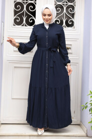 Modest Navy Blue Eid Dress 23929L 