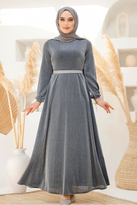 Modest Navy Blue Elegant Evening Gowns 42541L - NEVA STYLE