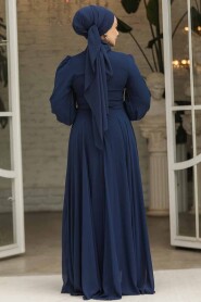 Modest Navy Blue Engagement Dress 45221L - 4