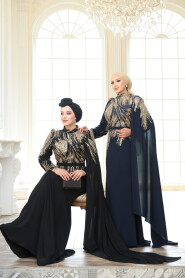 Modest Navy Blue Engagement Dress 51423L - 3