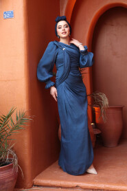 Modest Navy Blue Engagement Dress 51512L - 2