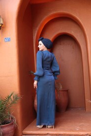 Modest Navy Blue Engagement Dress 51512L - 3