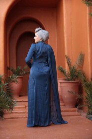 Modest Navy Blue Engagement Dress 5296L - 4
