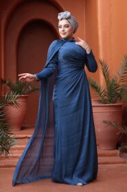 Modest Navy Blue Engagement Dress 5296L - 3