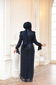 Modest Navy Blue Engagement Gown 4891L - 3