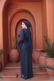 Modest Navy Blue Engagement Gown 4961L - 6