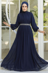 Modest Navy Blue Evening Dress 25888L - 3