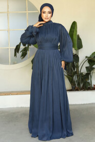 Modest Navy Blue Evening Dress 25890L - 2