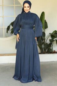 Modest Navy Blue Evening Dress 25890L - 1