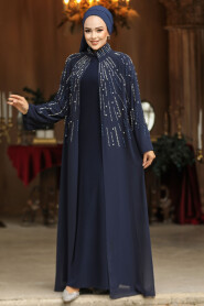 Modest Navy Blue Evening Dress 25903L - 3