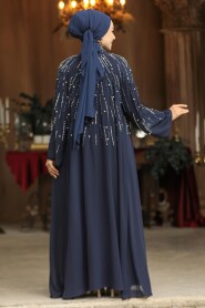 Modest Navy Blue Evening Dress 25903L - 4