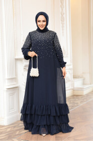 Modest Navy Blue Evening Dress 25906L - 2