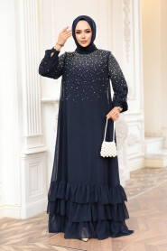 Modest Navy Blue Evening Dress 25906L - 3