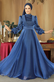 Modest Navy Blue Evening Dress 45701L - 3