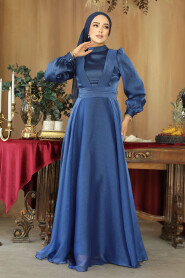 Modest Navy Blue Evening Dress 45701L - 2