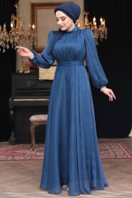 Modest Navy Blue Evening Dress 51072L - 4