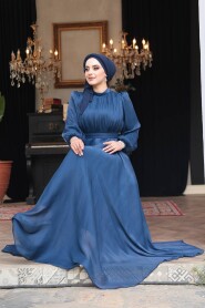 Modest Navy Blue Evening Dress 51072L - 3